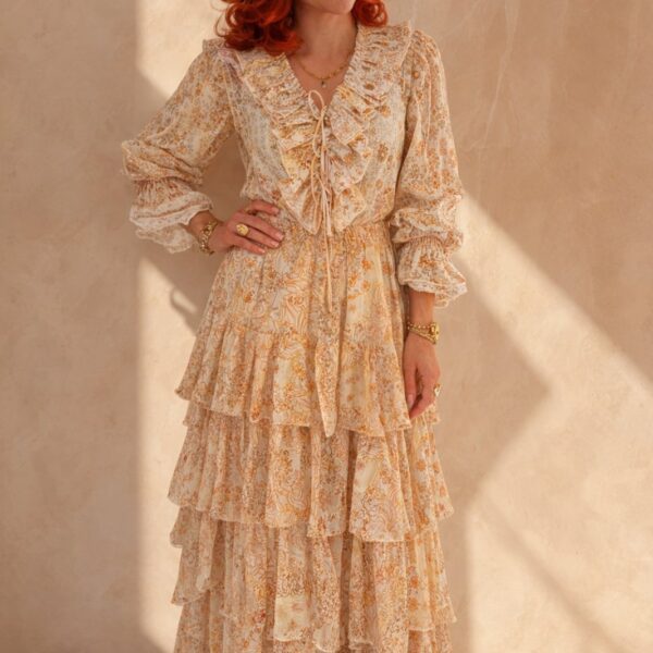 Golden Romance Skirt & Blouse Set