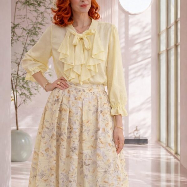 Golden Garden Floral Midi Skirt