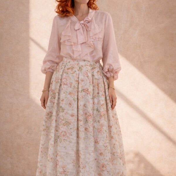 Rose Garden Floral Midi Skirt